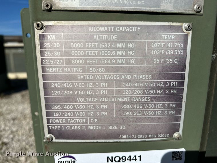 image for item NQ9441 1986 Libby Welding MEP-005A  generator