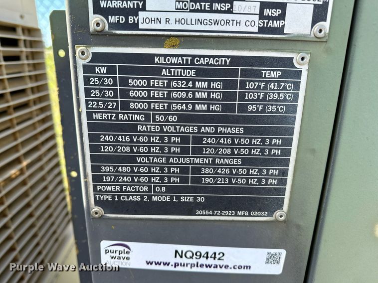 image for item NQ9442 1987 John R Hollingsworth MEP-005A  generator