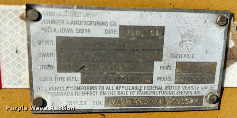 image for item NQ9447 2001 Vermeer E550  vacuum excavator