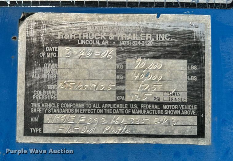 image for item NQ9460 2006 R&R TL641  equipment trailer