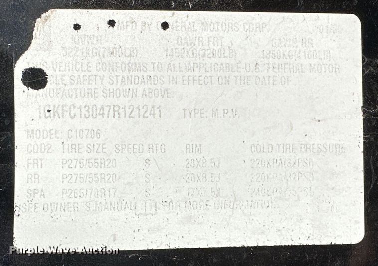 image for item NQ9465 2007 GMC Yukon  SUV