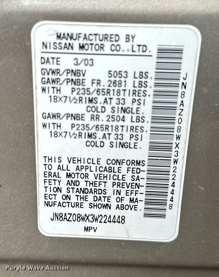 image for item NQ9466 2003 Nissan Murano  SUV