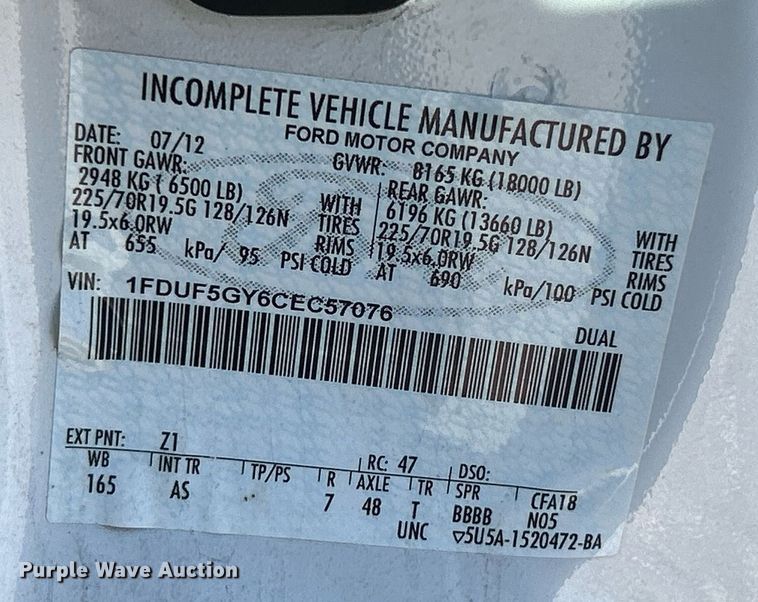 image for item NQ9971 2012 Ford F550 Super Duty XL  bucket truck