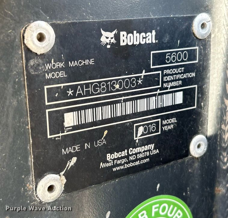 image for item NQ9973 2016 Bobcat 5600  utility vehicle