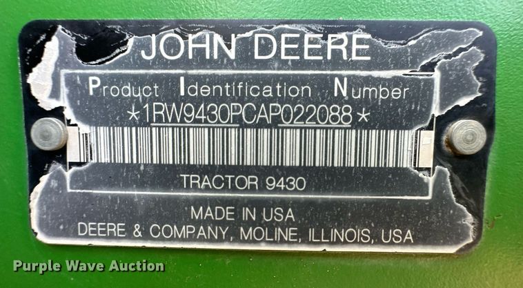 image for item DH1852 2008 John Deere 9430  4WD tractor