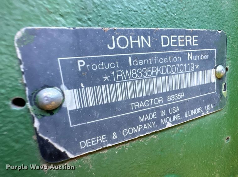image for item DH1853 2013 John Deere 8335R  MFWD tractor