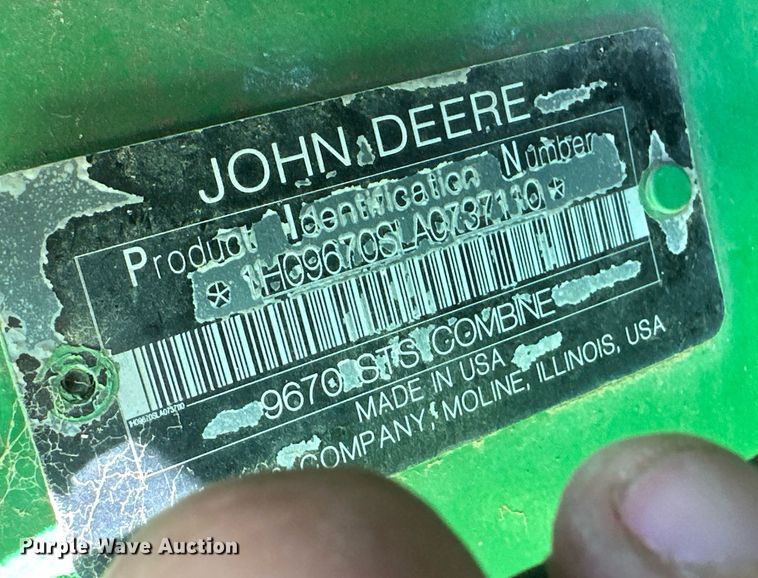 image for item DH1856 2010 John Deere 9670 STS  combine