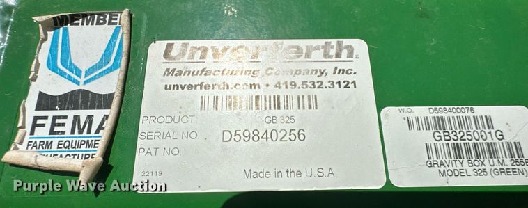 image for item DH1858 Unverferth 325  seed tender