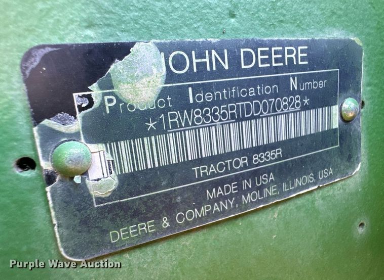 image for item DH1871 2013 John Deere 8335R  MFWD tractor
