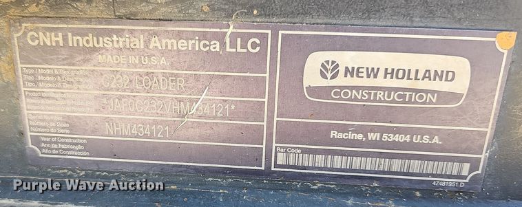 image for item DN8605 2017 New Holland C232  tracked skid steer loader