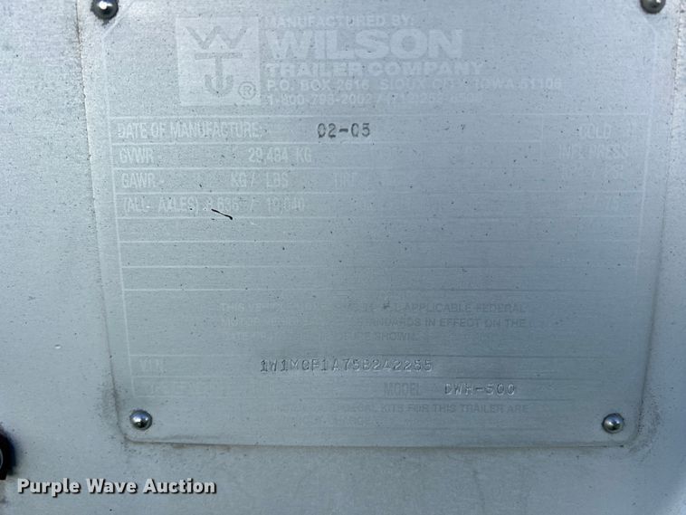 image for item DS2441 2005 Wilson DWH-500  grain trailer