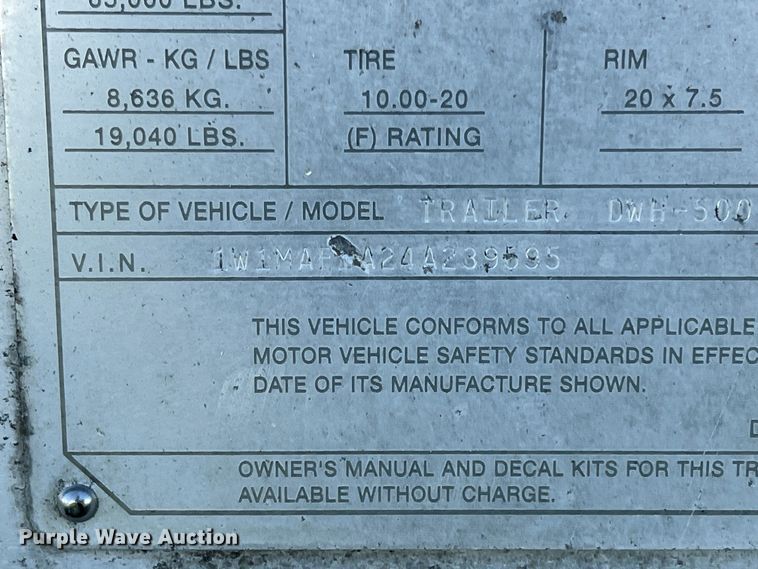 image for item DS2442 2004 Wilson DWH-500  grain trailer