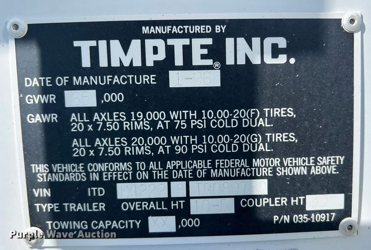 image for item DS2443 1996 Timpte Super Hopper  grain trailer