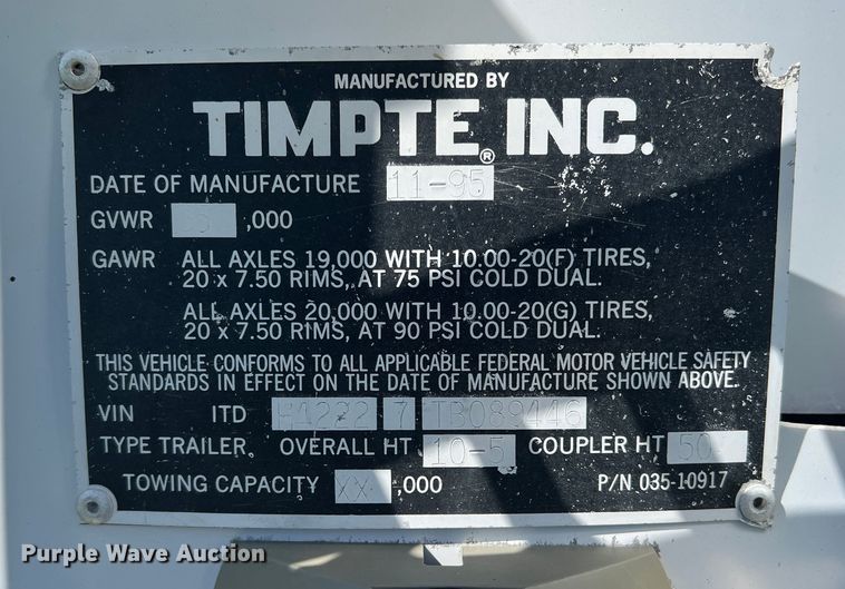image for item DS2446 1996 Timpte Super Hopper  grain trailer