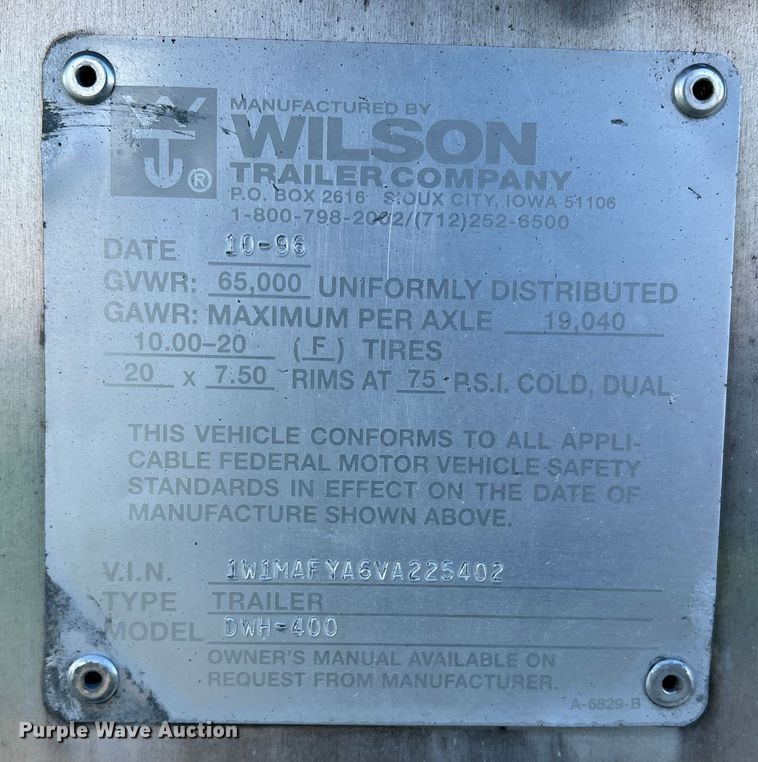 image for item DS2449 1997 Wilson DWH-400  grain trailer