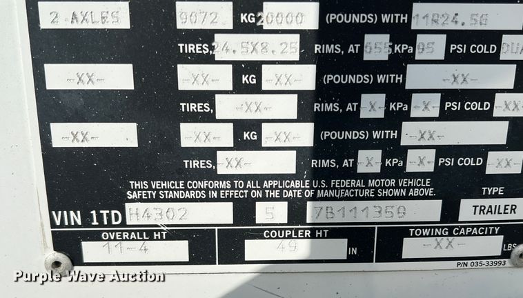 image for item DS2450 2007 Timpte Supper Hopper  grain trailer