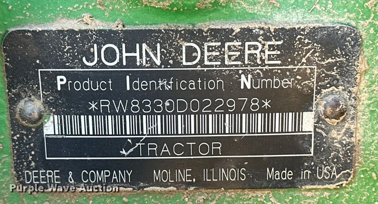 image for item IU9043 2008 John Deere 8330  MFWD tractor
