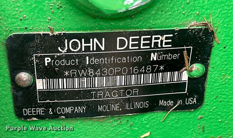 image for item IU9044 2007 John Deere 8430  MFWD tractor