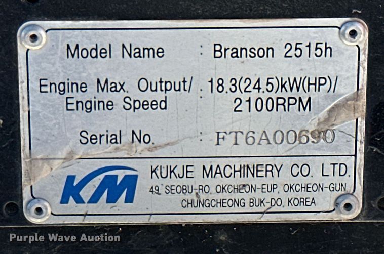 image for item NO9293 Branson 2515H  MFWD tractor