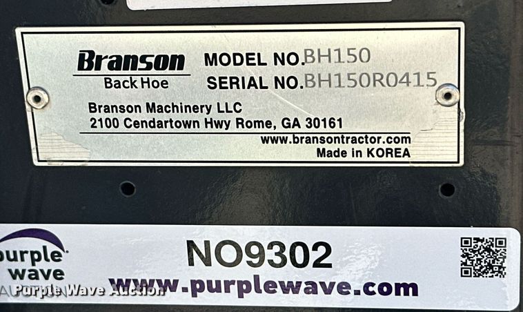 image for item NO9302 Branson BH150  backhoe attachment