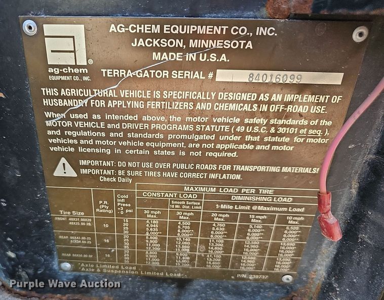 image for item OG9536 Ag-Chem TerraGator  applicator cab and chassis