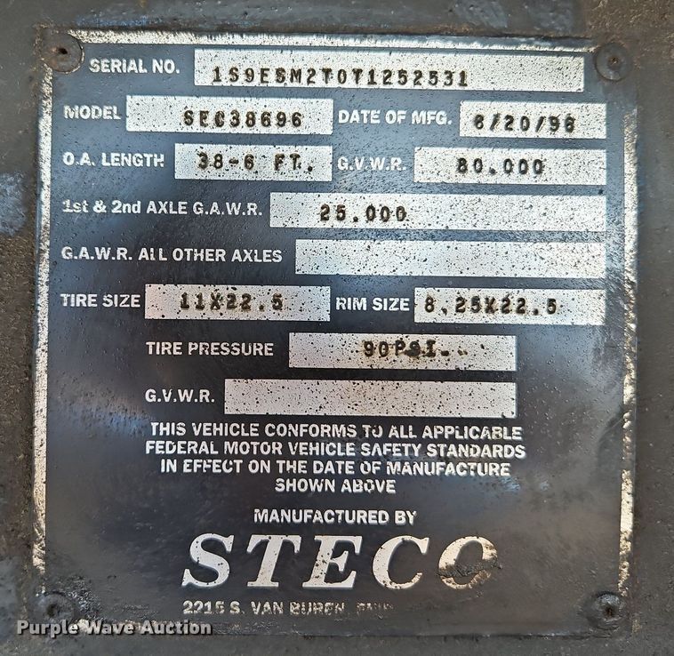 image for item DP2484 1996 Steco SEC38696  refuse trailer