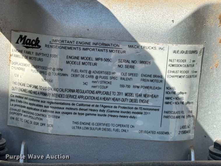 image for item GQ9218 2012 Mack GU700  semi truck