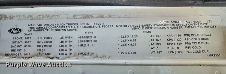 image for item GQ9218 2012 Mack GU700  semi truck