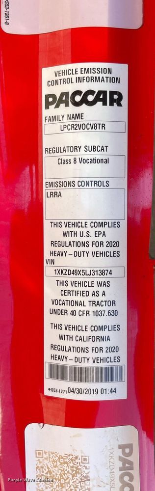 image for item NA9679 2020 Kenworth T880  semi truck