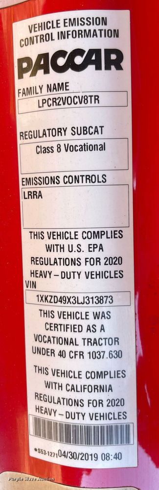 image for item NA9680 2020 Kenworth T880  semi truck