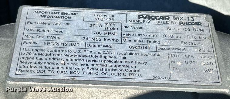 image for item NQ9943 2015 Kenworth T880  semi truck