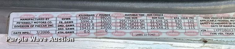 image for item OK9026 2007 Peterbilt 378  semi truck