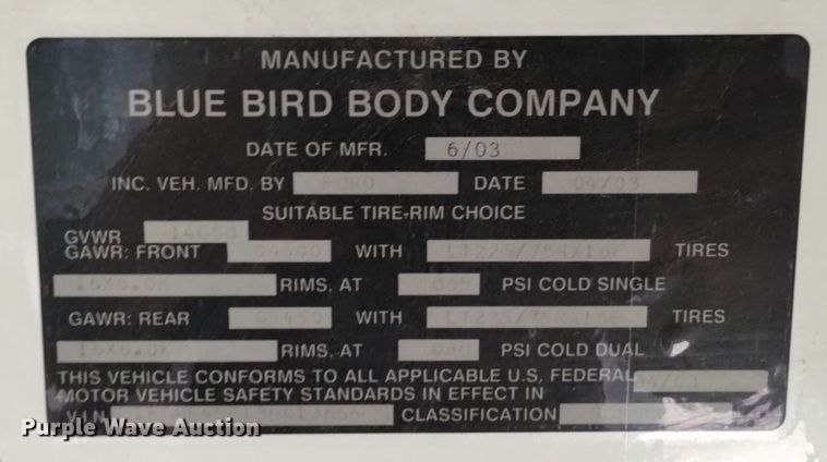 image for item DK8873 2003 Blue Bird  school bus