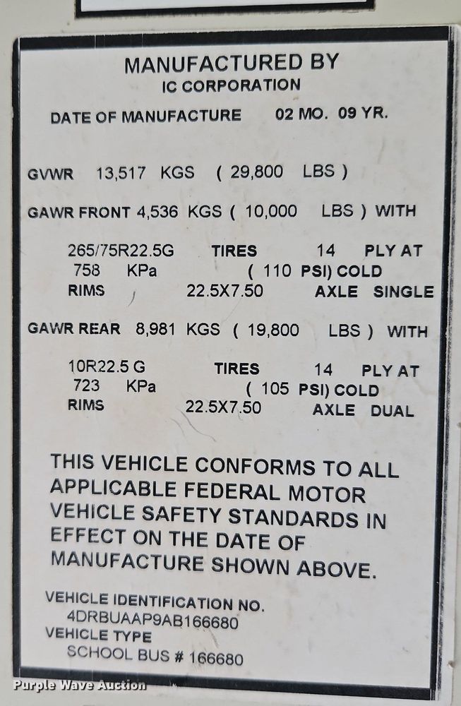 image for item DN7052 2010 IC PB10500  school bus