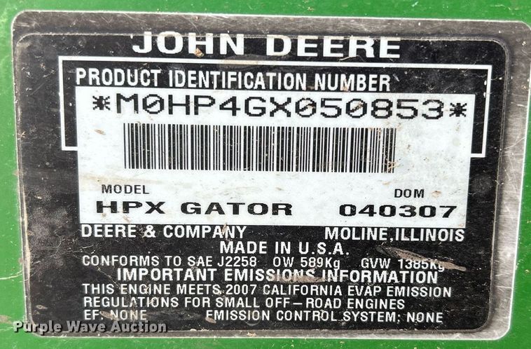 image for item DQ1036 2006  John Deere Gator HXP  utility vehicle