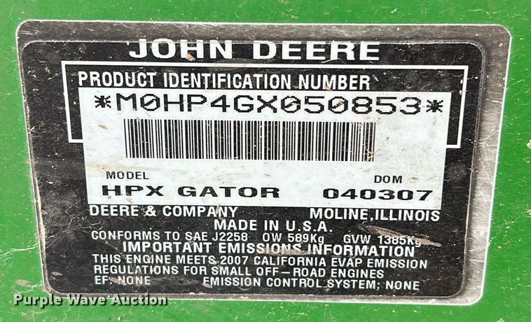 image for item DQ1036 2006  John Deere Gator HXP  utility vehicle