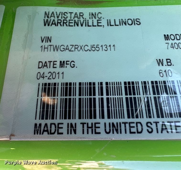 image for item DQ1496 2012 International WorkStar 7400  sewer jetter truck