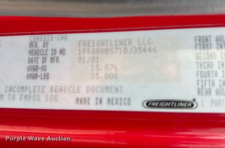 image for item DQ2221 2001 Freightliner FL70  pumper fire truck