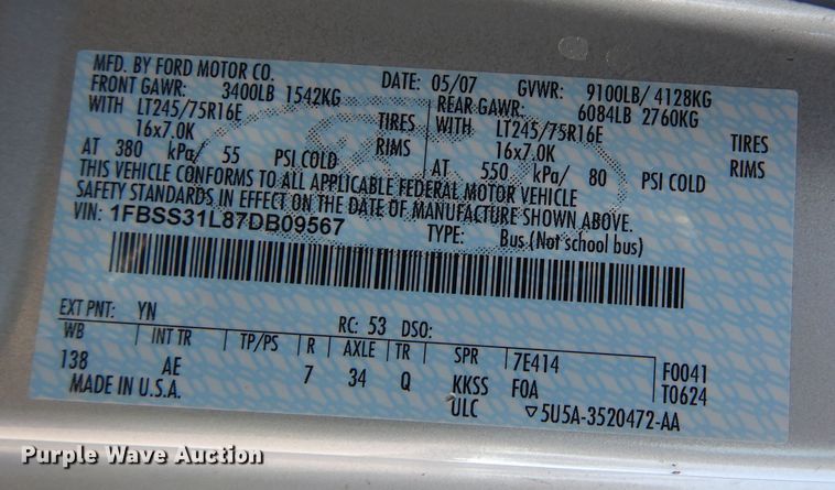 image for item DR5818 2007 Ford E350 Super Duty XL  van