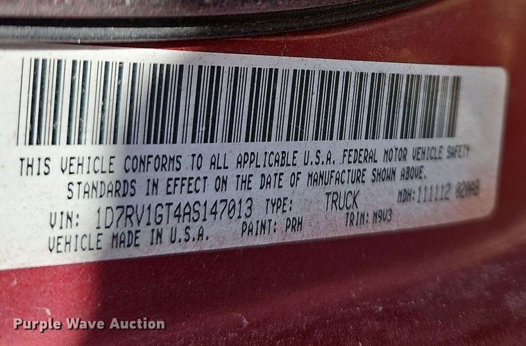 image for item DR5861 2010 Dodge Ram 1500  Quad Cab pickup truck