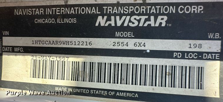 image for item IU9054 1998 International 2554  dump truck