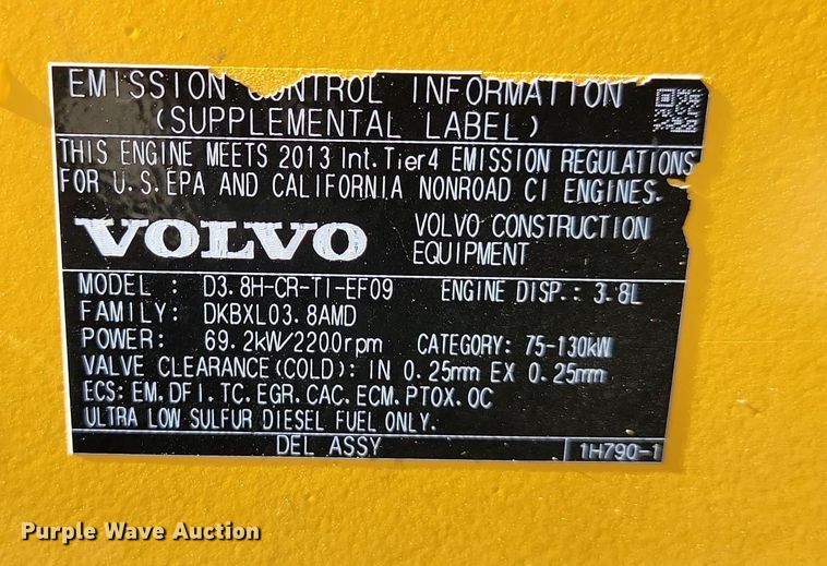 image for item JG9657 2014 Volvo BL70B  backhoe