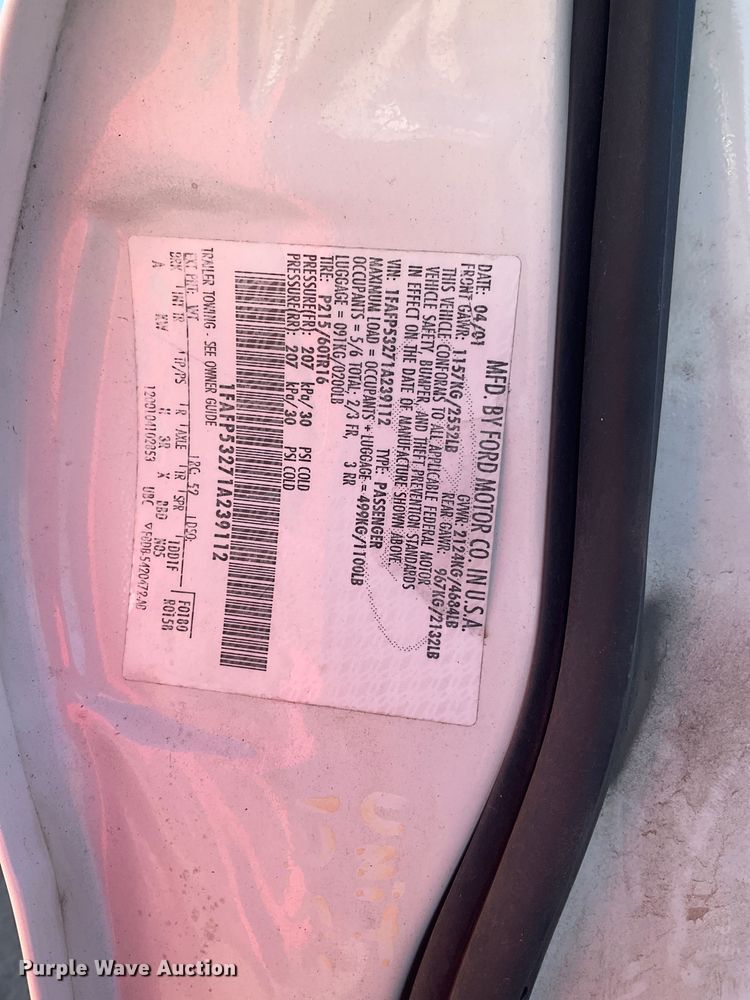 image for item JT9258 2001 Ford Taurus