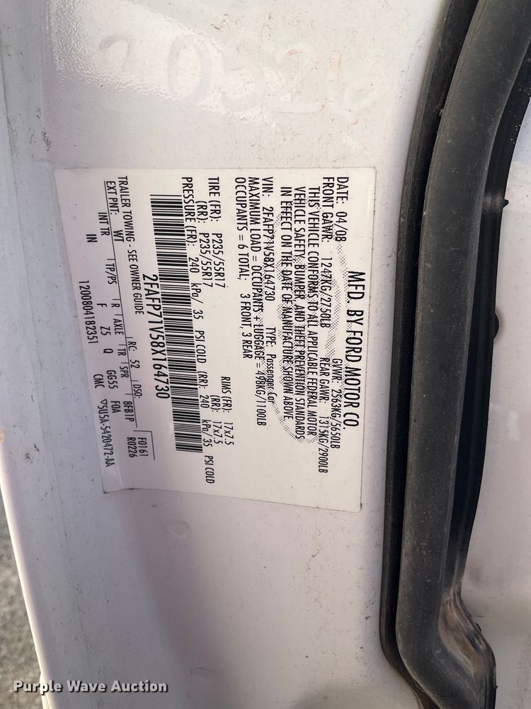 image for item JT9264 2008 Ford Crown Victoria Police Interceptor