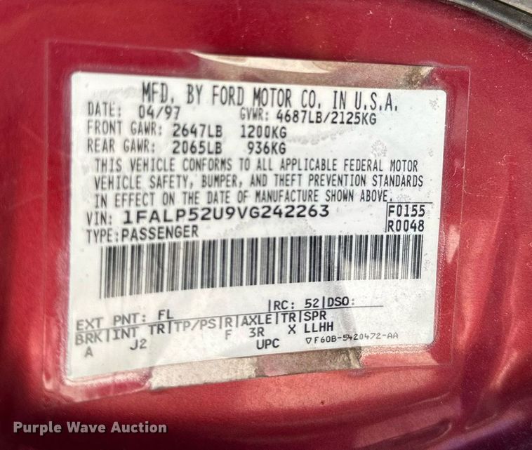 image for item JT9279 1997 Ford Taurus