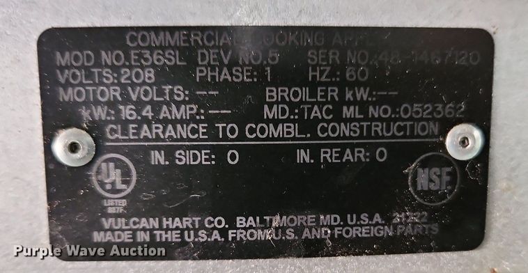 image for item LB9579 Vulcan E36SL-5  range