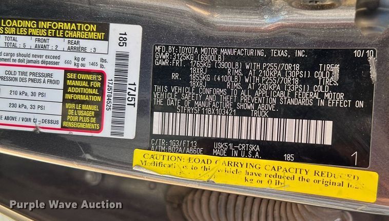 image for item LF9452 2011 Toyota Tundra SR5  Double Cab pickup truck