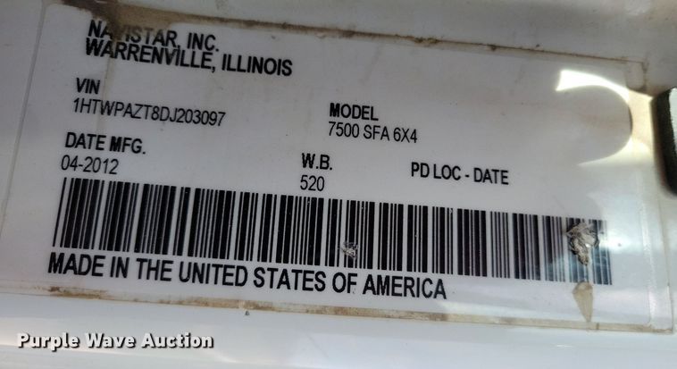 image for item LO9935 2013 International WorkStar 7500  dump truck