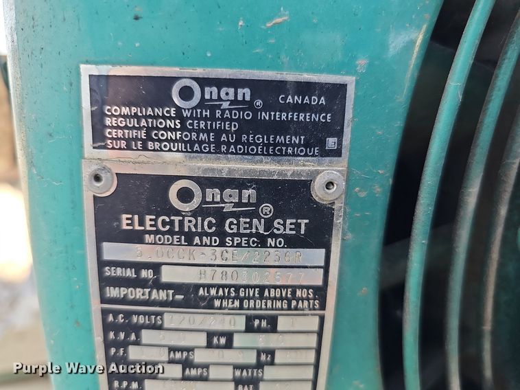 image for item MH9455 Onan 5.0CCK-3CE  generator