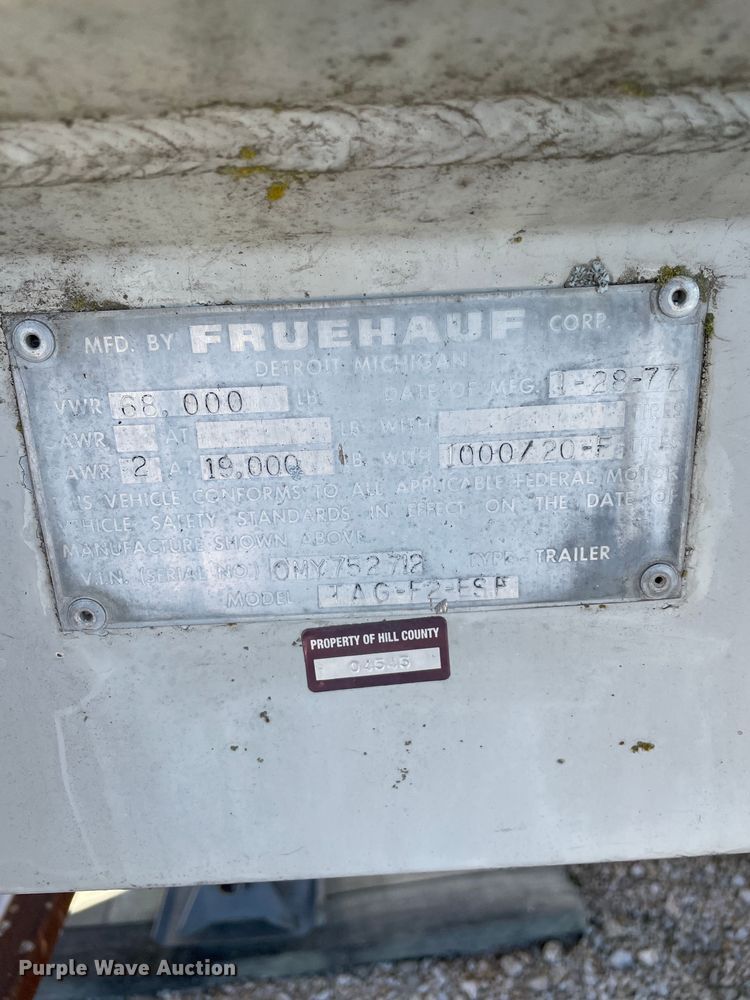 image for item NA9670 1977 Fruehauf TAG-F2-ESF  tank trailer